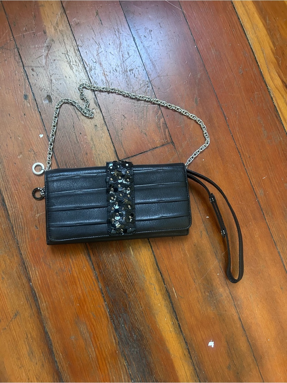Anteprima Black leather Floral Appliqué clutch/wallet - Picture 2 of 14